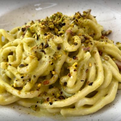 Umbrichelli pistacchio e speck - Domenico